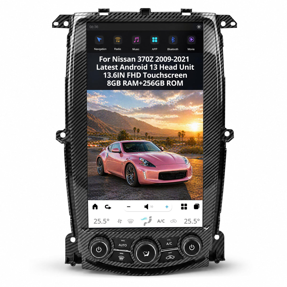 AuCar 13.6 Inch Touch Screen Android 13 Car Radio for Nissan 370Z 2009-2021 Head Unit Wireless Carplay Android Auto GPS Navigation Stereo Multimedia Player 8GB RAM 128GB ROM, Black