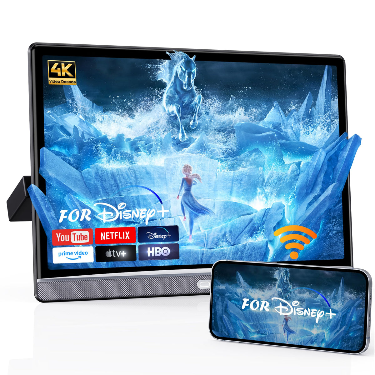 13.3" Car TV for Back Seat, 4K Android Headrest Monitor for Car, 4G+64G Portable Rear Entertainment System, Support Phone Wireless Mirror Link Touch Screen, with WiFi/HDMI/USB/Video Player