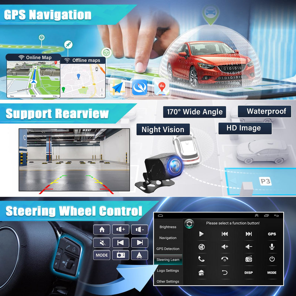 Car Stereo Radio Compatible for Fiat 500 2016-2019 with Carplay Android Auto GPS Navigation 7in Touchscreen Car Radio Player with Bluetooth Wifi FM/RDS SWC Mirror Link + Backup Camera