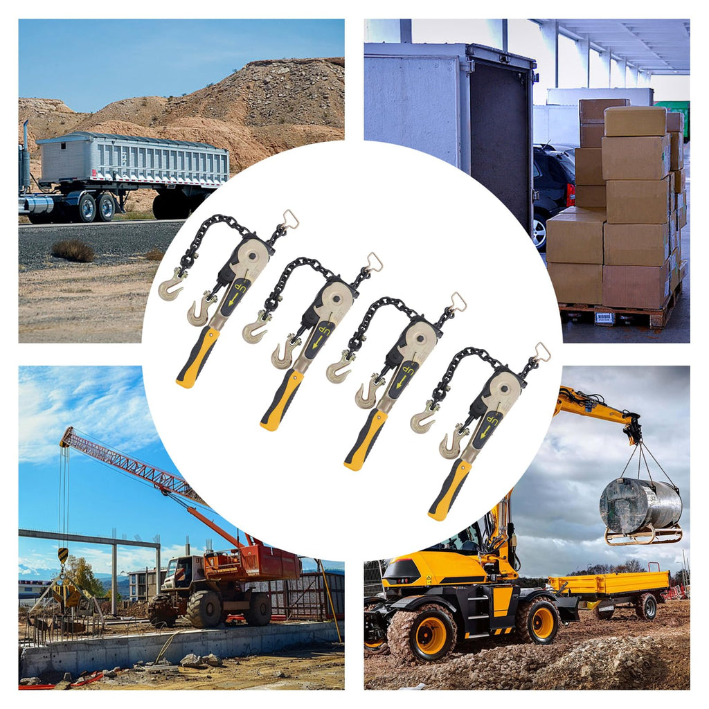 Ratchet Chain Binder 3/8-1/2 '' 6600lbs G70 Grab Hook, Heavy Duty Tie Down Hauling Chain, Tie Down Hauling Chain Binders for Hauling, Towing, Logging