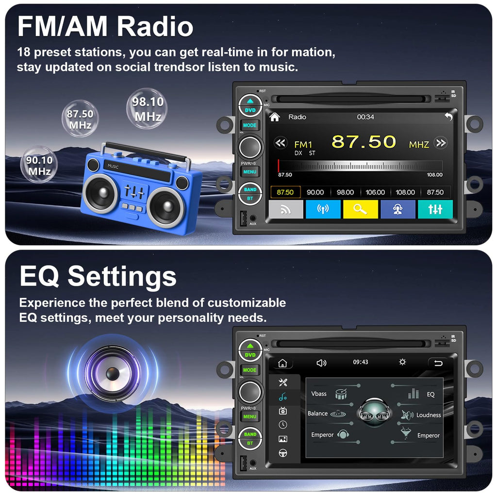 Car Radio Stereo CD DVD Wireless CarPlay Andriod Auto Navi with Camera SWC for Ford F150/F250/F350 2004-2014 /Mustang Edge Explorer Expedition E150 E250 E350 /Mercury Milan/Lincoln Navigator MKX