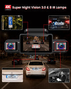 AI 4K Dash Cam Front and Rear, 360° View 4 Channel Camera for Car