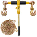 Ratchet Chain Binder, 5/16"-3/8" Heavy-Duty Load Binders, Featuring G80 Chains 7100 lbs Secure Limit, 4 P, Labor-Saving Anti-Skid Handle, Tie Down Hauling for Flatbed Truck Trailer