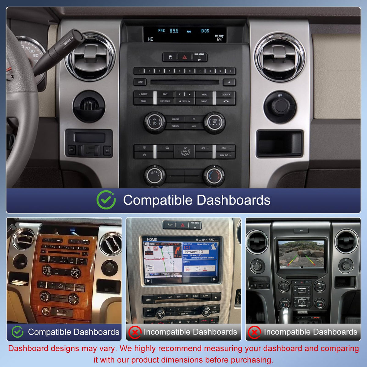 9.7 Inch Android 13 Car Stereo Radio for Ford F150 2009 2010 2011 2012 2013 2014 Touch Screen Double Din with Carplay & Android Auto Bluetooth Wi-FI/Steering Wheel Control/Car Stereo Radio [2GB+32GB]