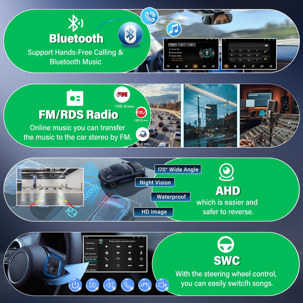 Car Radio Stereo for Oldsmobile Alero 2001-2004 with Carplay Android Auto, 7’’ Touch Screen Upgrade for Alero GPS, WiFi, BT, FM, SWC, Mic, Backup Cam