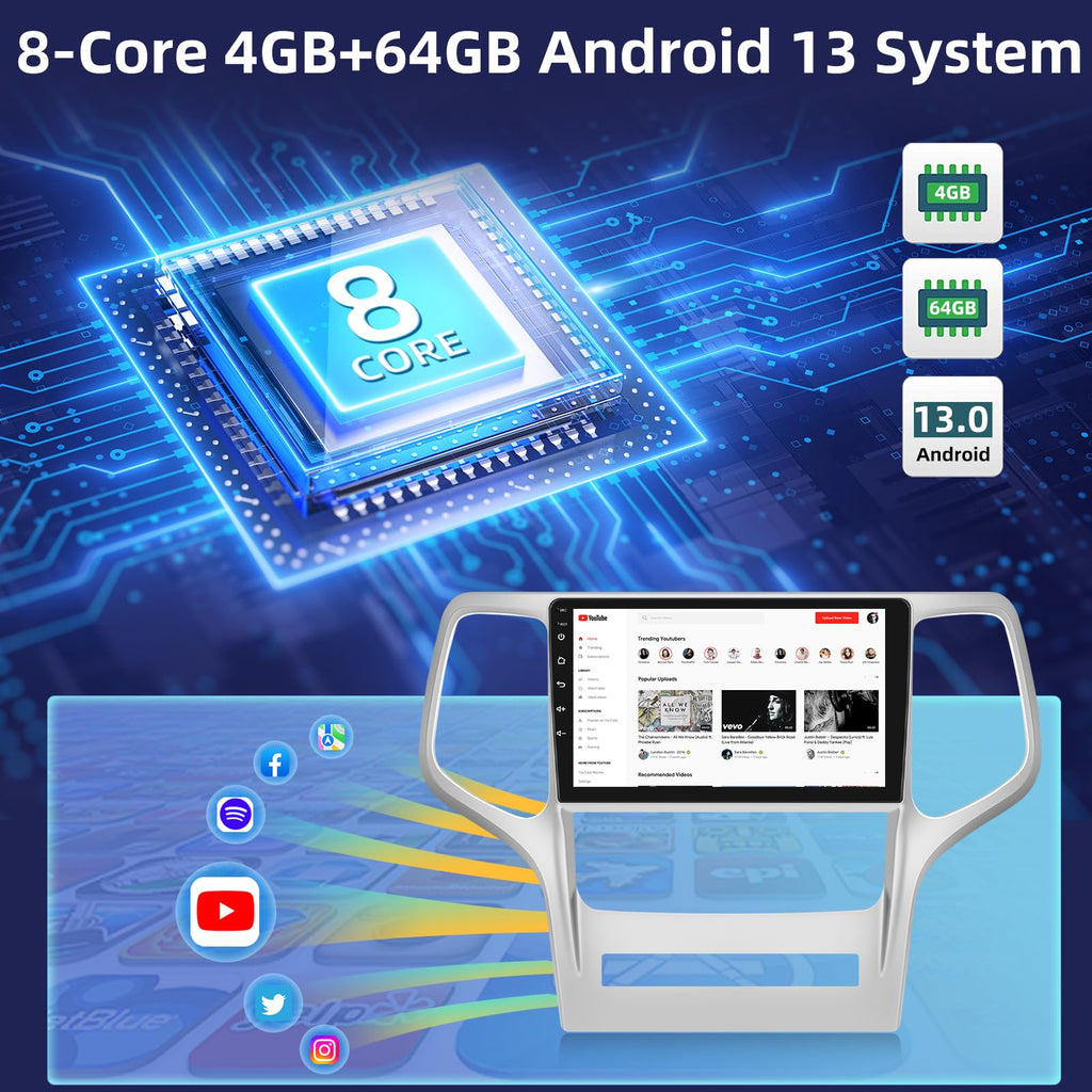 8 Core 4G+64G Radio for Jeep Grand Cherokee 2008 2009 2010 2011 2012 2013