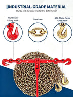 Garvee 4 Sets 10FT Chain and Binder Kit, 5/16''-3/8'' Ratchet Chain Binder