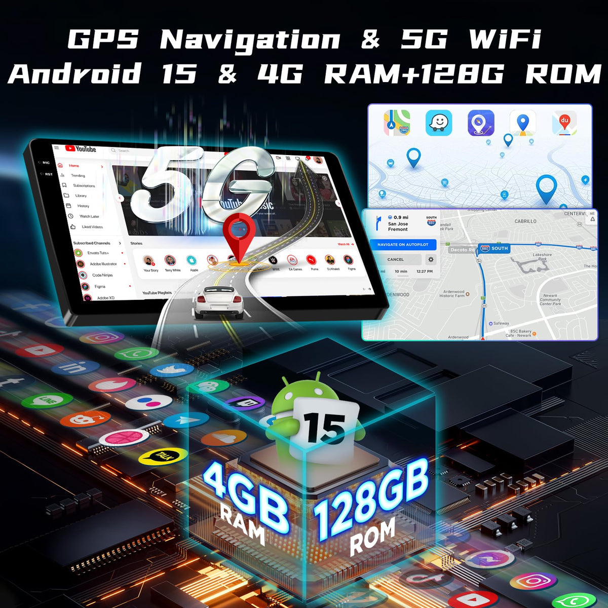 [4+128G] Car Radio for Mazda CX5 CX 5 CX-5 2012-2015, 9 Inch Touch Screen