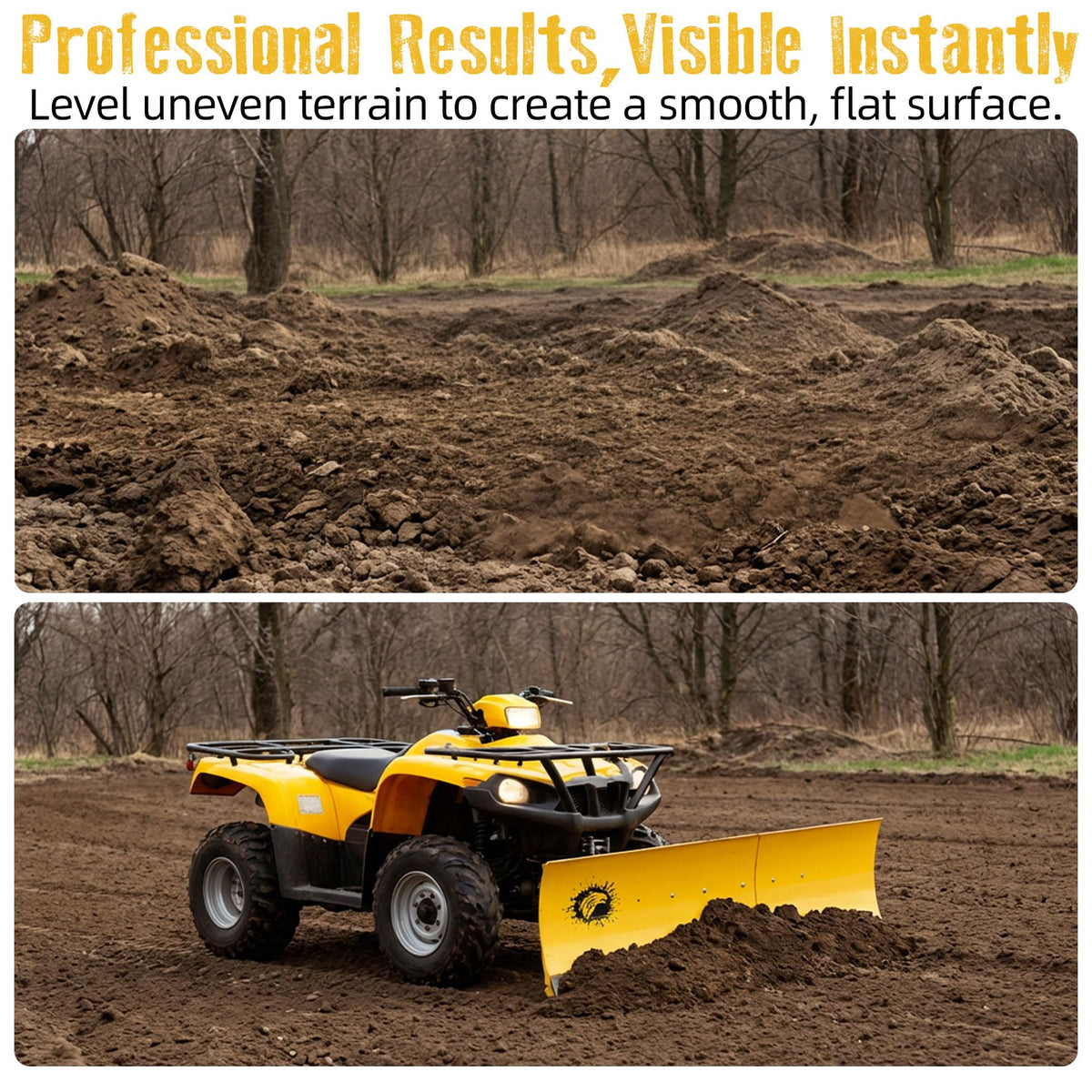 ATV/UTV Front Mount Land Leveler, 48"-60" Adjustable Steel Driveway Grader for Gravel&Dirt, Heavy Duty Yard Leveling Tool, Snow Plow Kit Compatible, 5-Position Angle, Winch Required (Sold Separately)