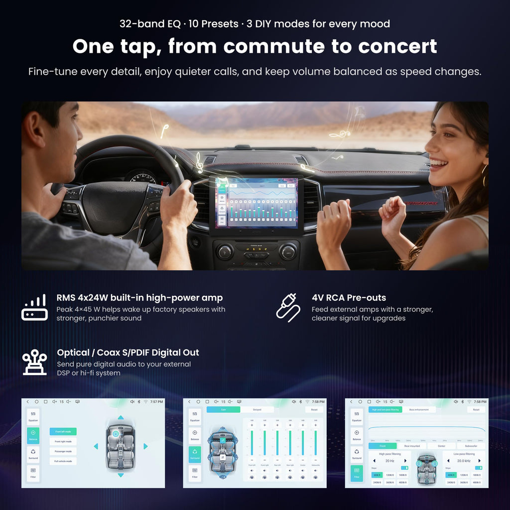 9" Android Doubel DIN Car Stereo, 4G LTE, 8 Core QLED AI Radio