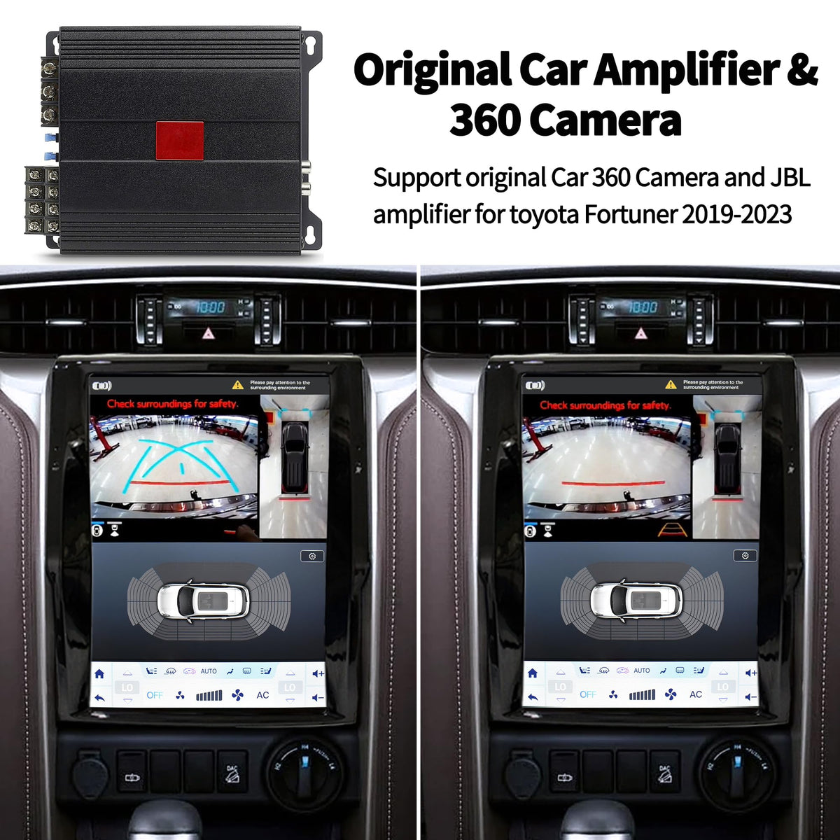 Multimidia Automotiva Sw4 with After marekt 360 Camera for Tesla Style Compatible with Toyota Hilux Vigo Android Fortuner Radio Screen Stereo 12.1inch RAM 8GB ROM 128GB(Auto Air Conditioner Only)