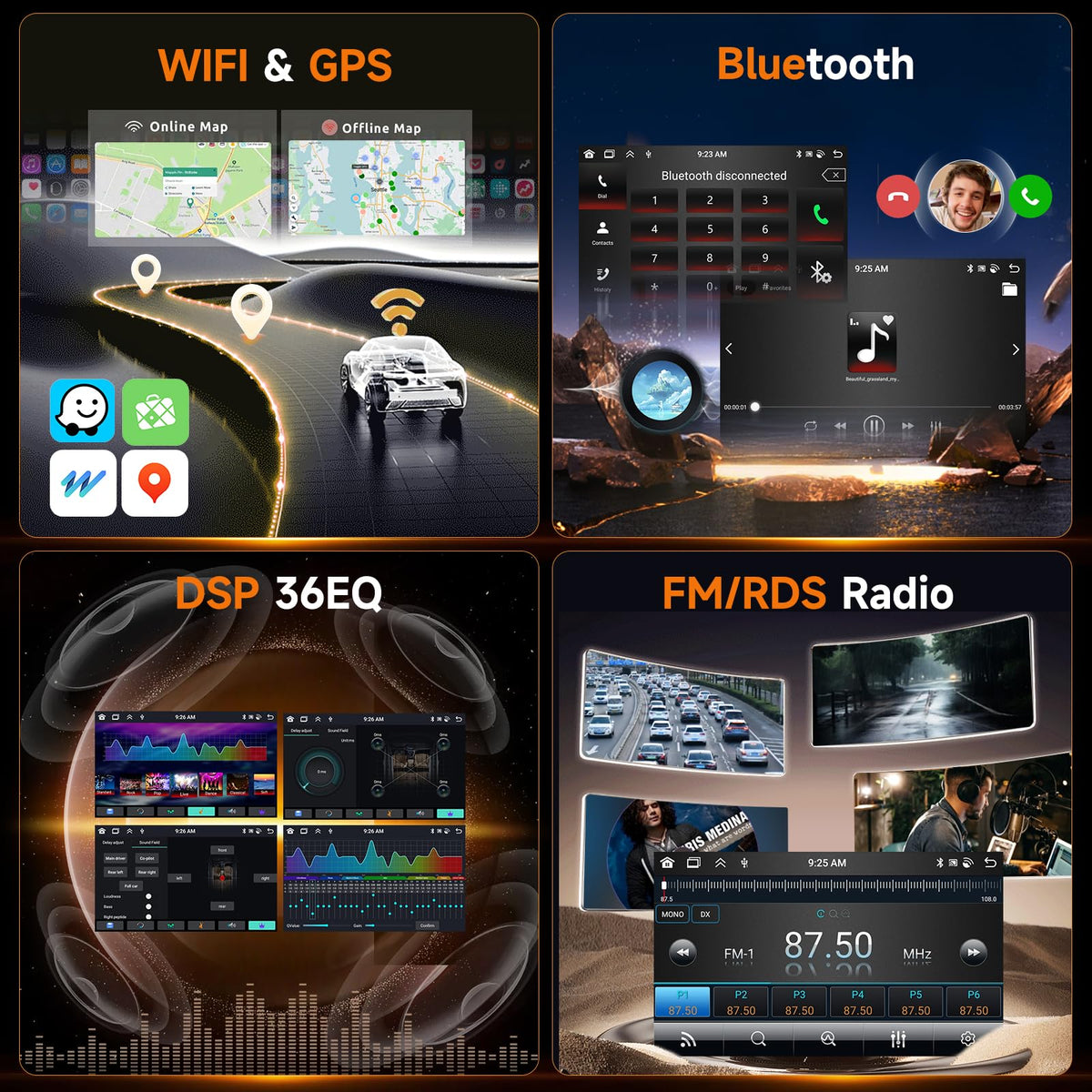 8 Core 6G 128G for Honda Civic 2016-2021 Radio Android 9 Inch Touchscreen Wireless Carplay Android Auto, Car Stereo for Honda Upgrade Bluetooth DSP GPS Navigation WiFi FM/RDS Backup Camera