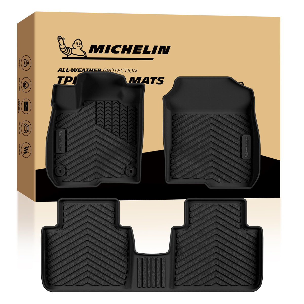 Michelin Vehicle Mats for 2016-2022 Honda Pilot 8-Seat Floor Mats