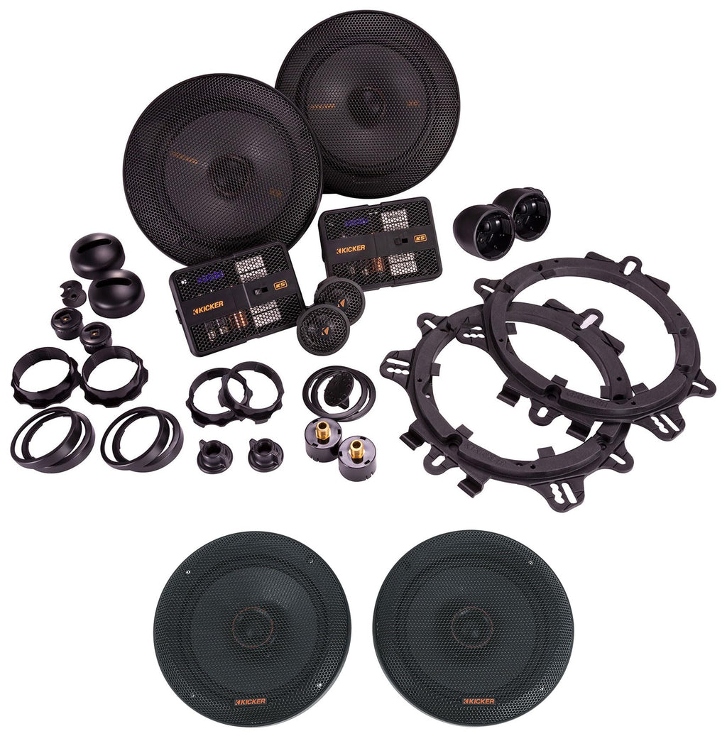 Audiosavings Bundle: (1) Pair Kicker 51KSC6504 6.5" 100 Watt RMS Car Audio Speakers KSC6504 KSC650 Bundle with (1) Pair Kicker 51KSS6504 6.5" Car Audio Component Speakers (Items 4)