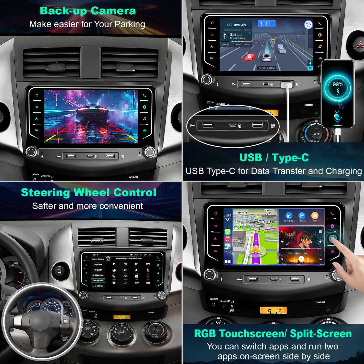 8Core+128G Car Radio for Toyota RAV4 2006-2012, Android 15 GPS Navi Stereo
