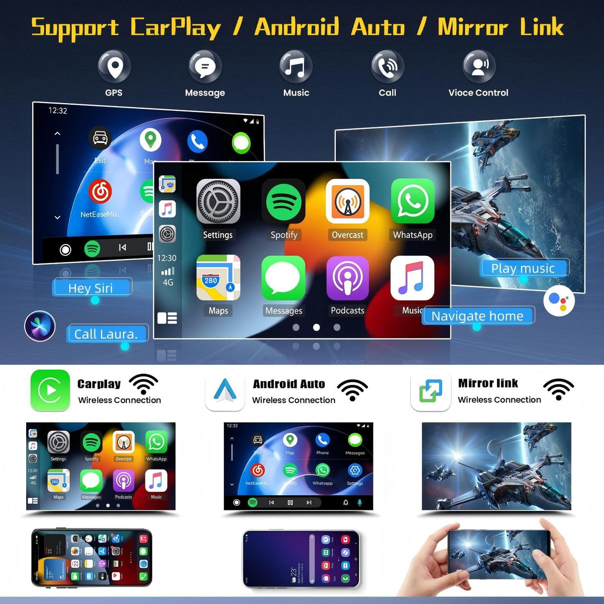 Car Radio for GMC Acadia 2007 2008 2009 2010 2011 2012 with Apple Carplay & Android Auto, 10" Car Stereo with GPS Bluetooth WiFi DSP FM RDS Camera, 4+64GB (Single Knob Touch Version)
