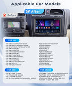4G+64G Car Radio Stereo for VW Passat Jetta Tiguan Golf MK5 MK6 T5 Polo with Wireless Carplay/Android Auto,9 Inch IPS Touch Screen Android 15 GPS Head Unit 5Ghz-WiFi Bluetooth DSP Mic HD Rear Camera