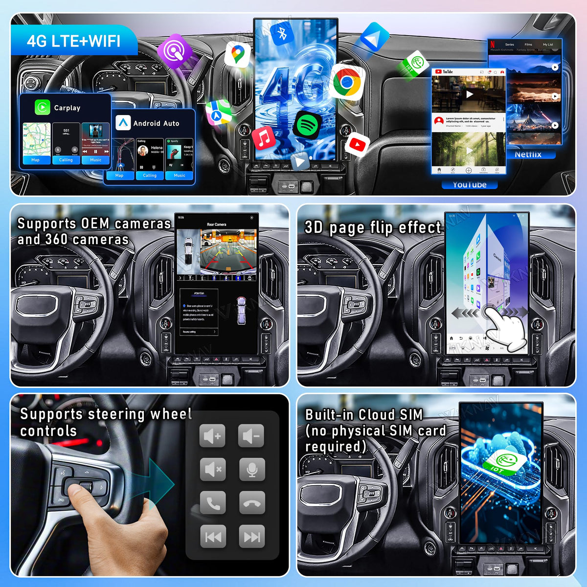 17.2 inch Touch Screen Upgrade Android Car Radio for Chevrolet Silverado GMC Sierra 2019-2023 Android 14 Car Stereo Carplay Android Auto GPS Navigation (Black)