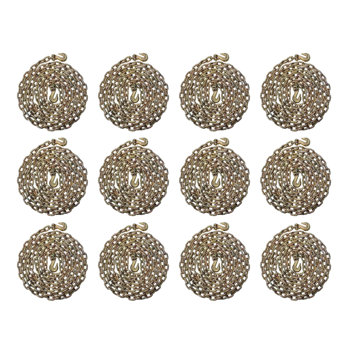 Transport Binder Chains 6 Pack, 5/16" x 20 Ft Heavy Duty Logging Tie Downs with G70 Clevis Grab Hooks
