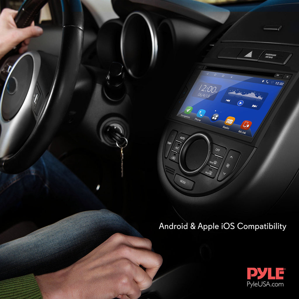 Pyle Car Stereo Receiver System - Hi-Res 6.8" Digital Display, Double DIN Android Touch Screen Monitor with Backup Cam, USB, Bluetooth & GPS Navigation, CD DVD Player, MP3, AM FM Radio with Remote