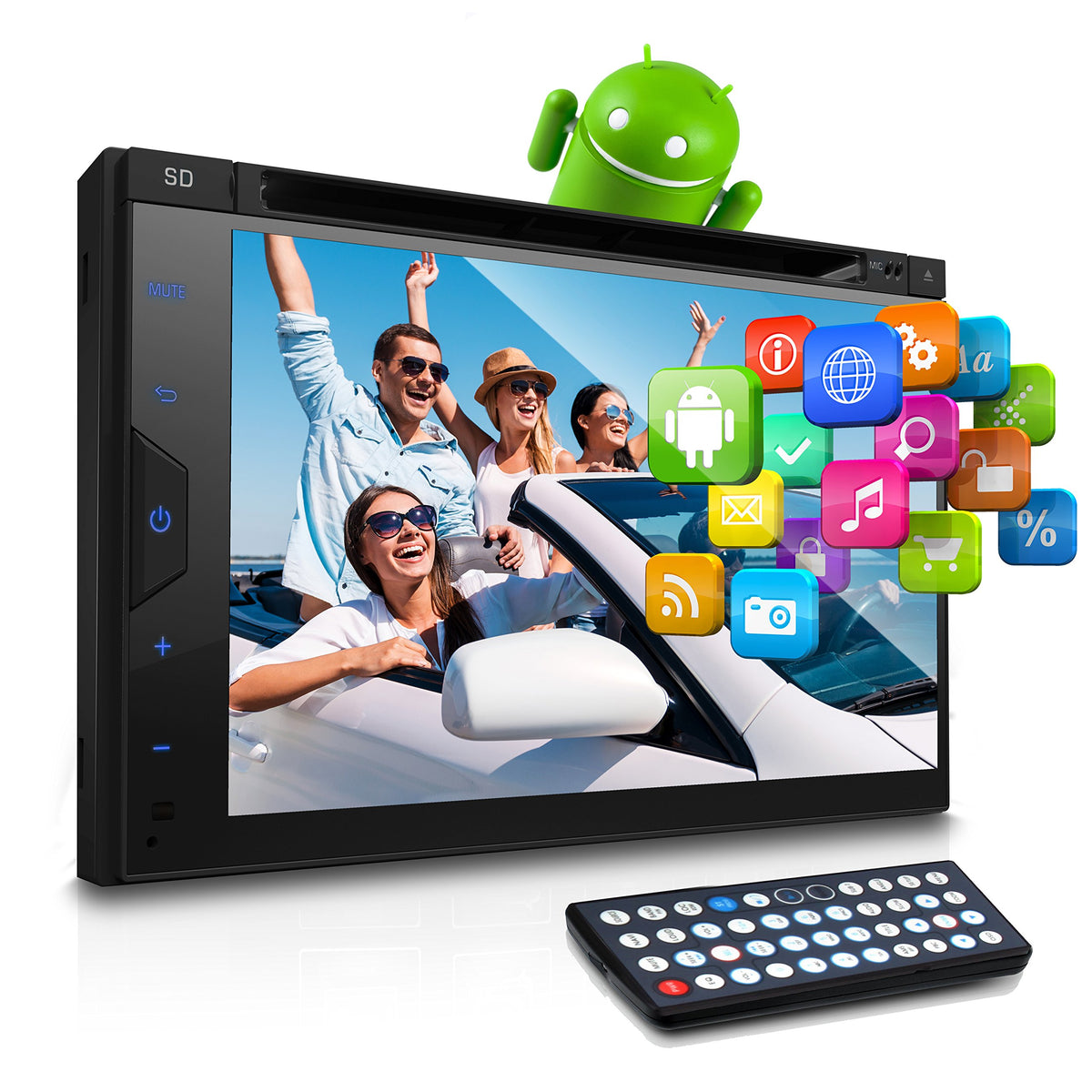 Pyle Car Stereo Receiver System - Hi-Res 6.8" Digital Display, Double DIN Android Touch Screen Monitor with Backup Cam, USB, Bluetooth & GPS Navigation, CD DVD Player, MP3, AM FM Radio with Remote