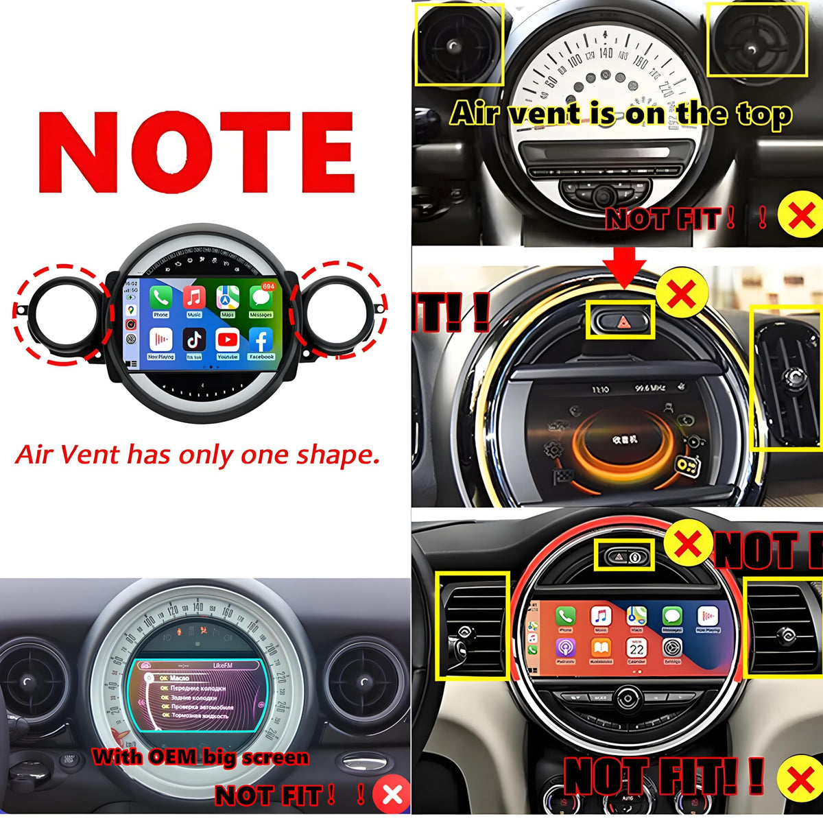 Car Stereo Radio for BMW Mini Cooper R56 2007-2014，9” Touch Screen Car Radio Receiver with Wireless/Wired Carplay Android Auto GPS Navigation Head Unit Bluetooth WiFi Rear Camera - 2G+32G
