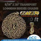 Transport Binder Chains 6 Pack, 5/16" x 20 Ft Heavy Duty Logging Tie Downs with G70 Clevis Grab Hooks