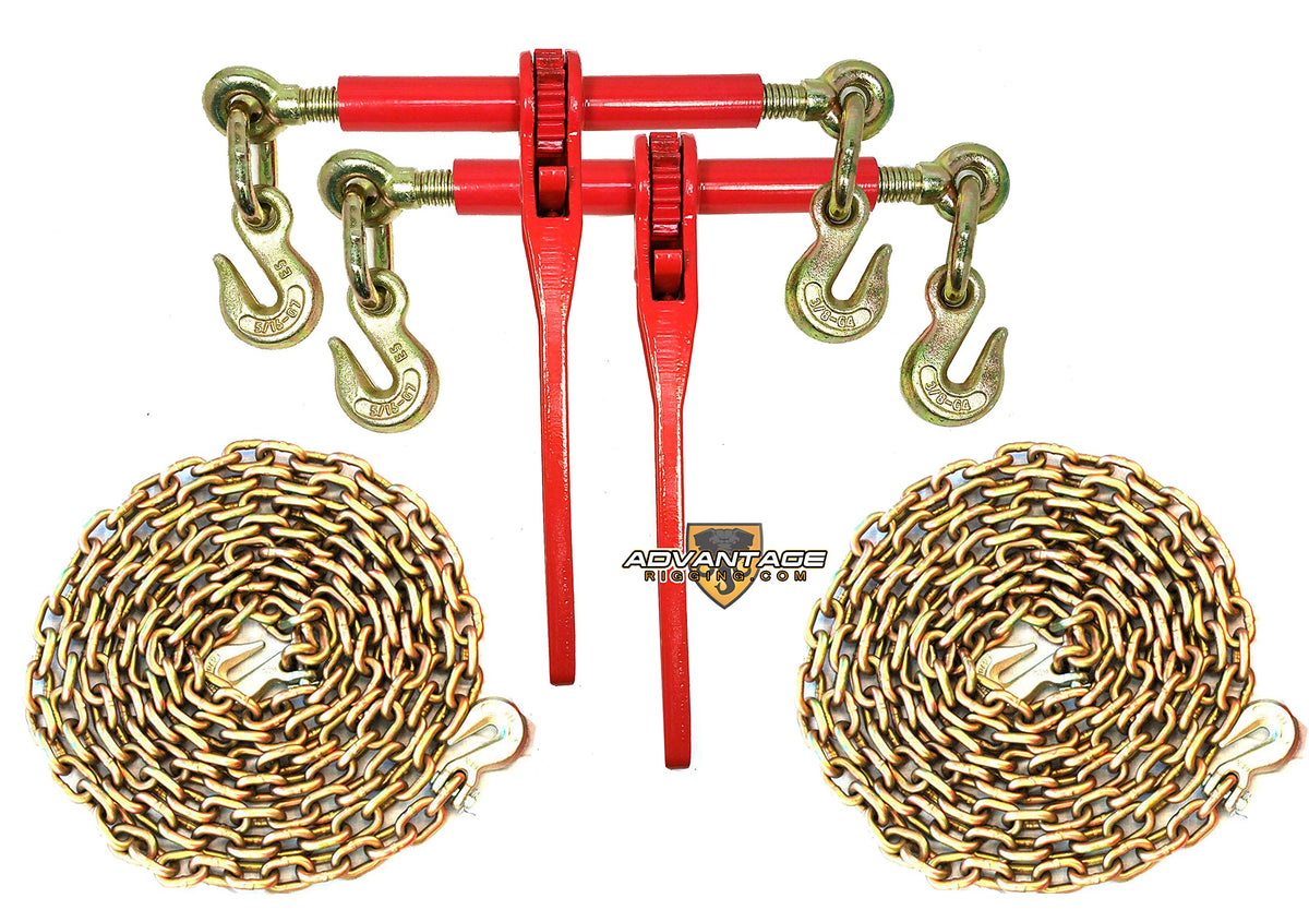 5/16" Transport Hauling Load Package - (2) Ratchet Binders - (2) 20' Foot Chains