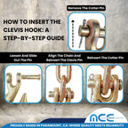 Transport Binder Chains 6 Pack, 5/16" x 20 Ft Heavy Duty Logging Tie Downs with G70 Clevis Grab Hooks